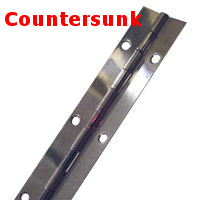 Stainless Countersunk Piano Hinge. 2 Metres x 30mm.