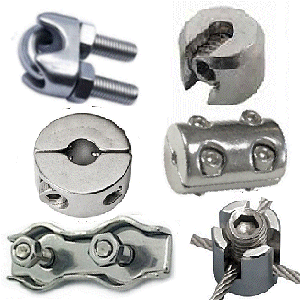 Stainless Wire Rope Grips, Clamps and Stops.