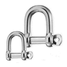 Standard D Shackles in 316 Stainless Steel.
