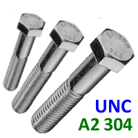 UNC Threaded Bolts Hex Head. A2 Stainless Steel.