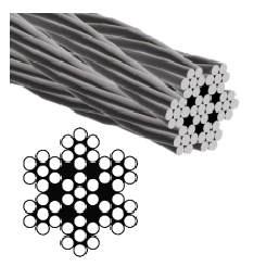 Wire Rope 7x7 Semi Flexible 316 A4 Stainless Steel.