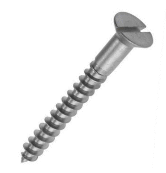 No.10 x 3 Wood Screw Countersunk Slotted. A2 Stainless.
